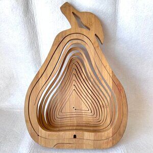Bamboo Collapsible Fruit Basket Pear Shaped Eco Friendly Kitchen Decor